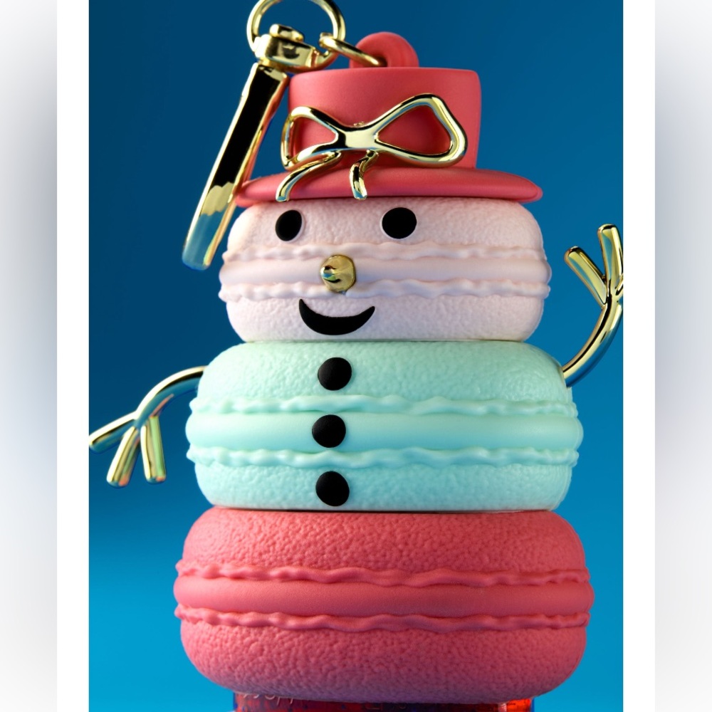 “MACARON SNOWMAN” PocketBac Holder by Bath & Body Works w/ Gold Tone Clip, NWTag